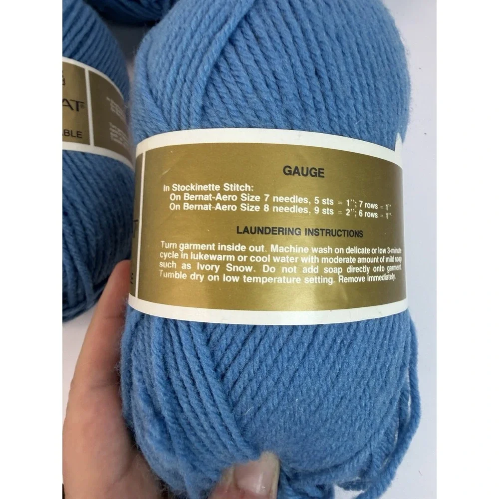 Bernat Berella 4 Knitting Worsted Gauge 100% Blended Acrylic 4 Ply Lot 5 Blue